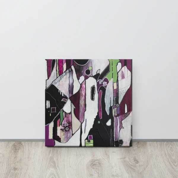 Canvas print Rose Garden pink magenta green nature roses flowers abstract shapes and lines large on the floor